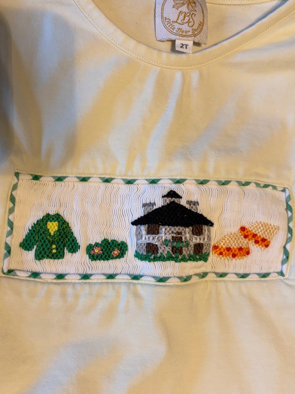 Masters Golf Smocked 2 Piece Set Toddler Girls Size 2T Green Gingham Pale Yellow - Picture 3 of 5